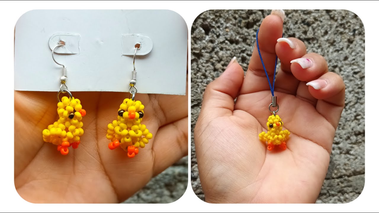 Tutorial aretes pollito con mostacillas