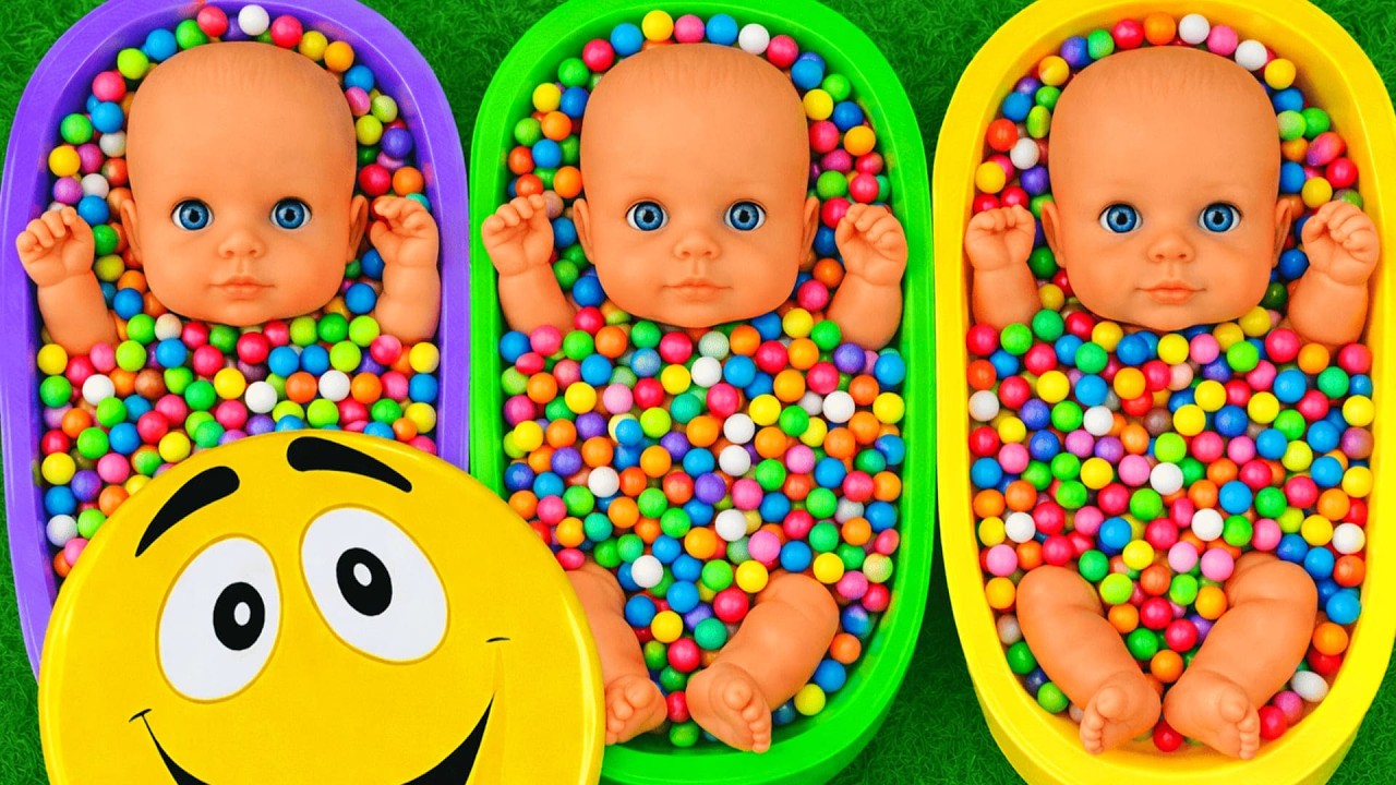 Full of 3 Rainbow BathTubs Candy with M&M's & Magic Slime Cutting Video