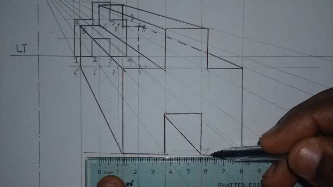 Como representar figura tridimensional em perspetiva rigorosa 1PF 📏📐