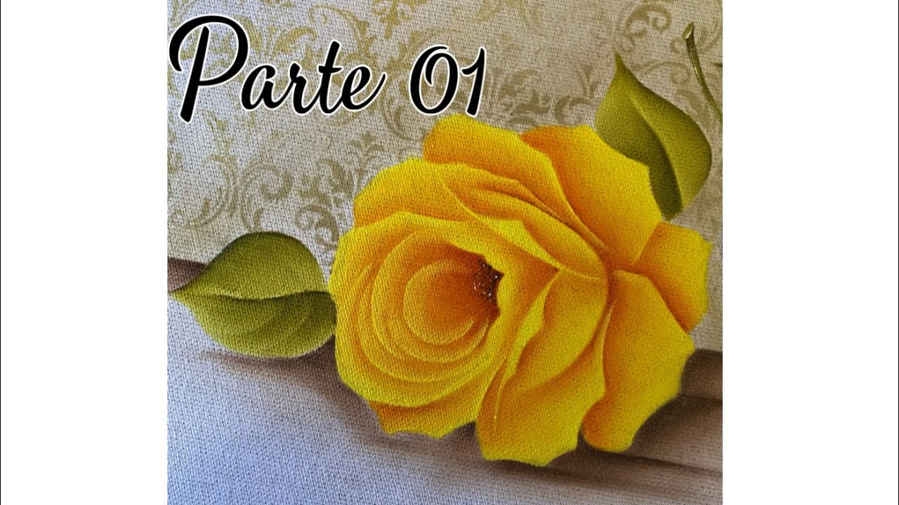 Pintando rosa amarela (parte01) - pintura em tecido