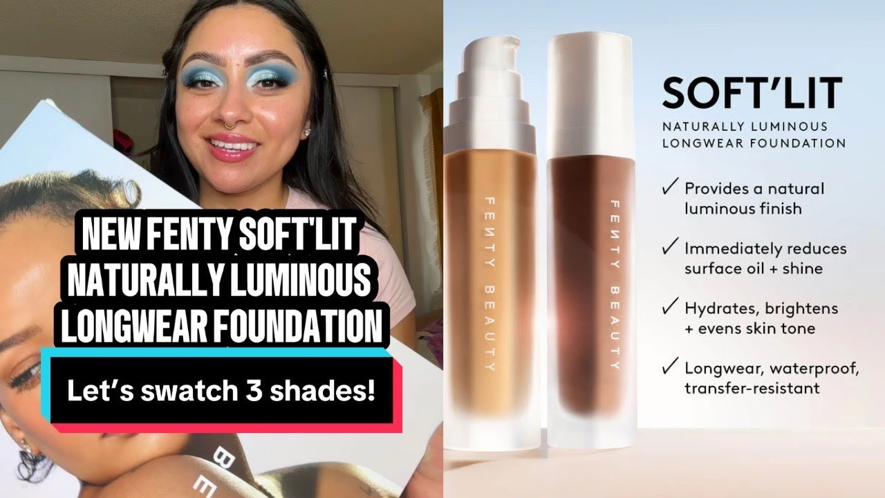 FENTY BEAUTY SOFT'LIT FOUNDATION REVIEW! MEDIUM SKIN TONE #fentybeauty #foundation #makeup #beauy