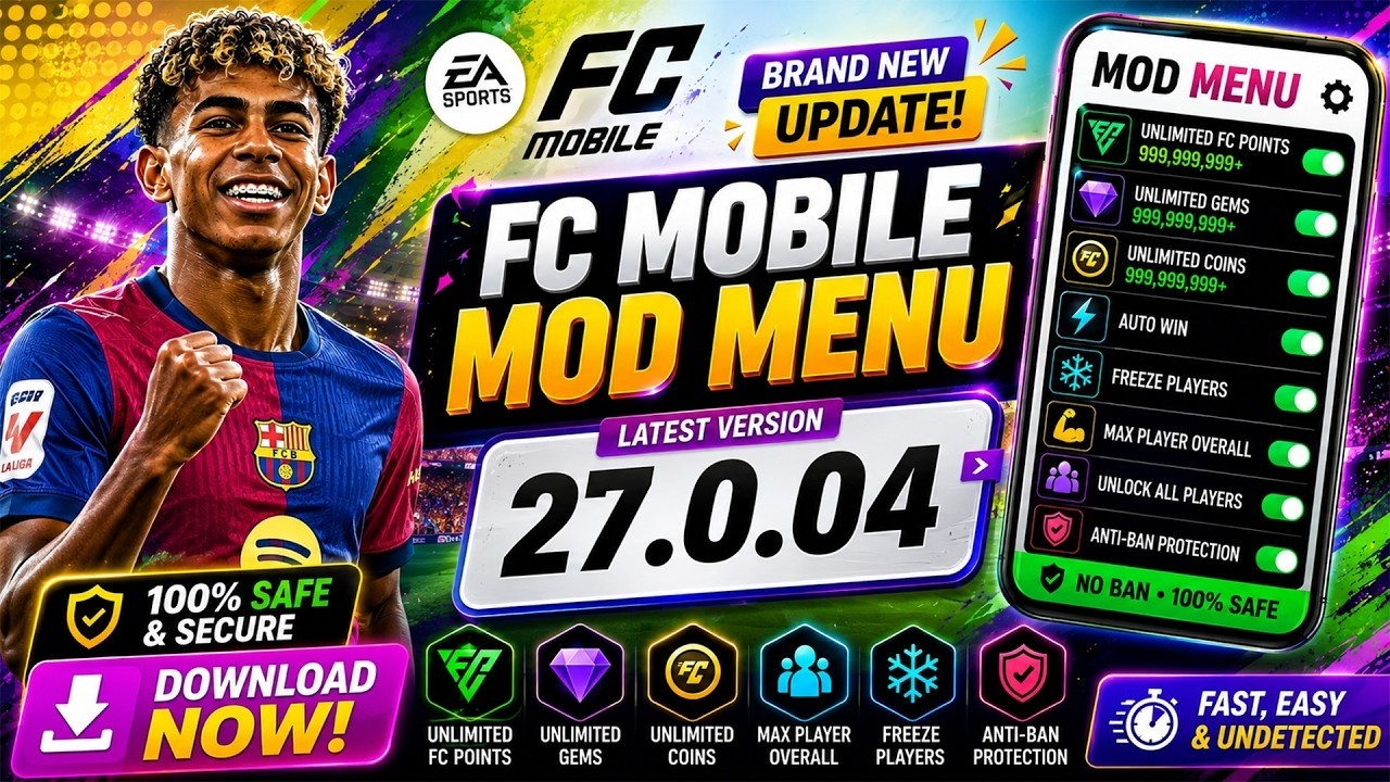 FC Mobile Mod Menu V27.0.04 🔥 Unlimited Money, Fc Points & Gems | FC Mobile Mod APK 2026