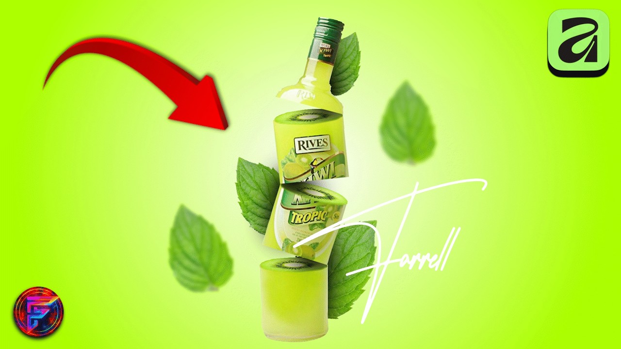COMPOSICIÓN CREATIVA CON BOTELLAS Y FRUTAS EN AFFINITY 🍏