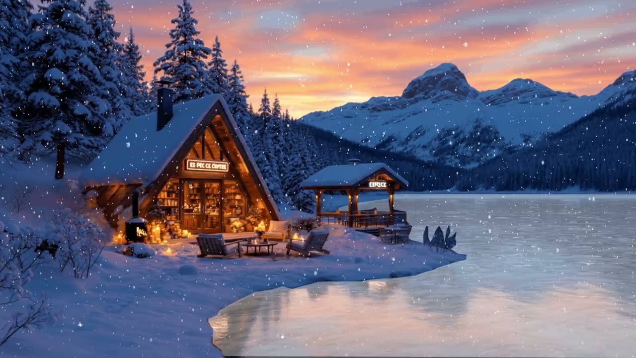 Relaxing Jazz Coffee Shop Fireplace Sounds Calm Background Music for Work