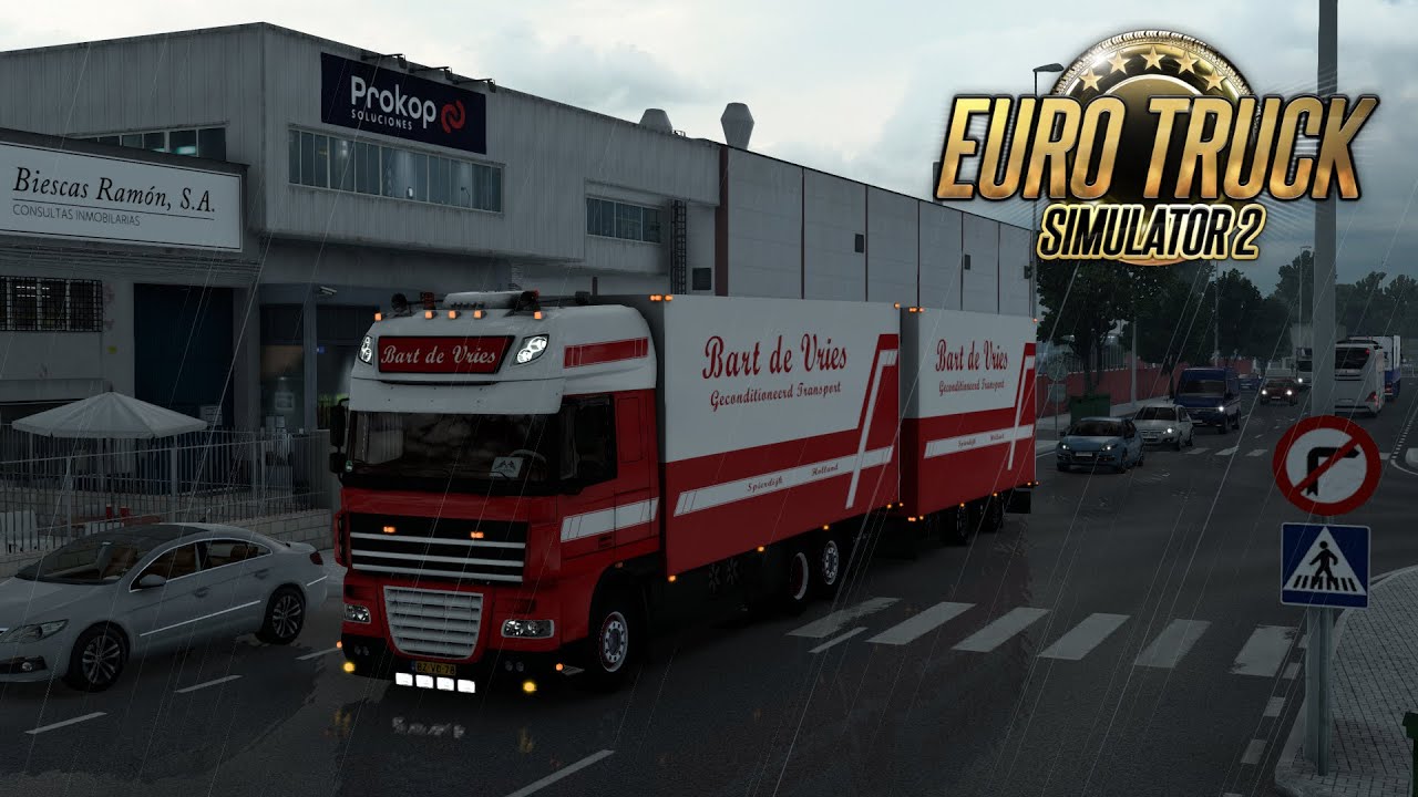 DOOR DE REGEN RIJDEN MET BART DE VRIES!? - Euro Truck Simulator 2 {G29}