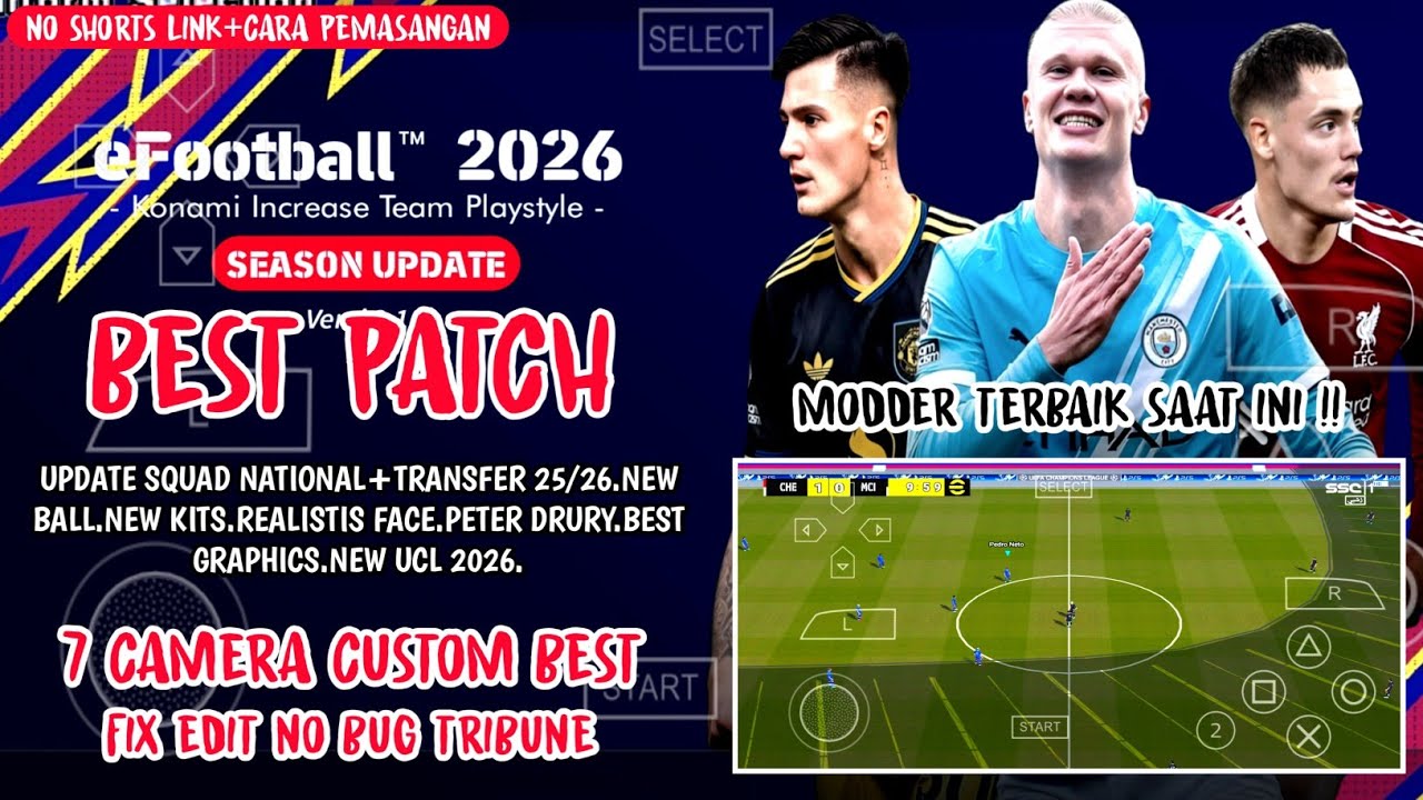 BEST PATCH🔥E Football 2026 PPSSPP New UCL 2026. Update 2026 Ppsspp,Update Kits,Peter Drury.Real face