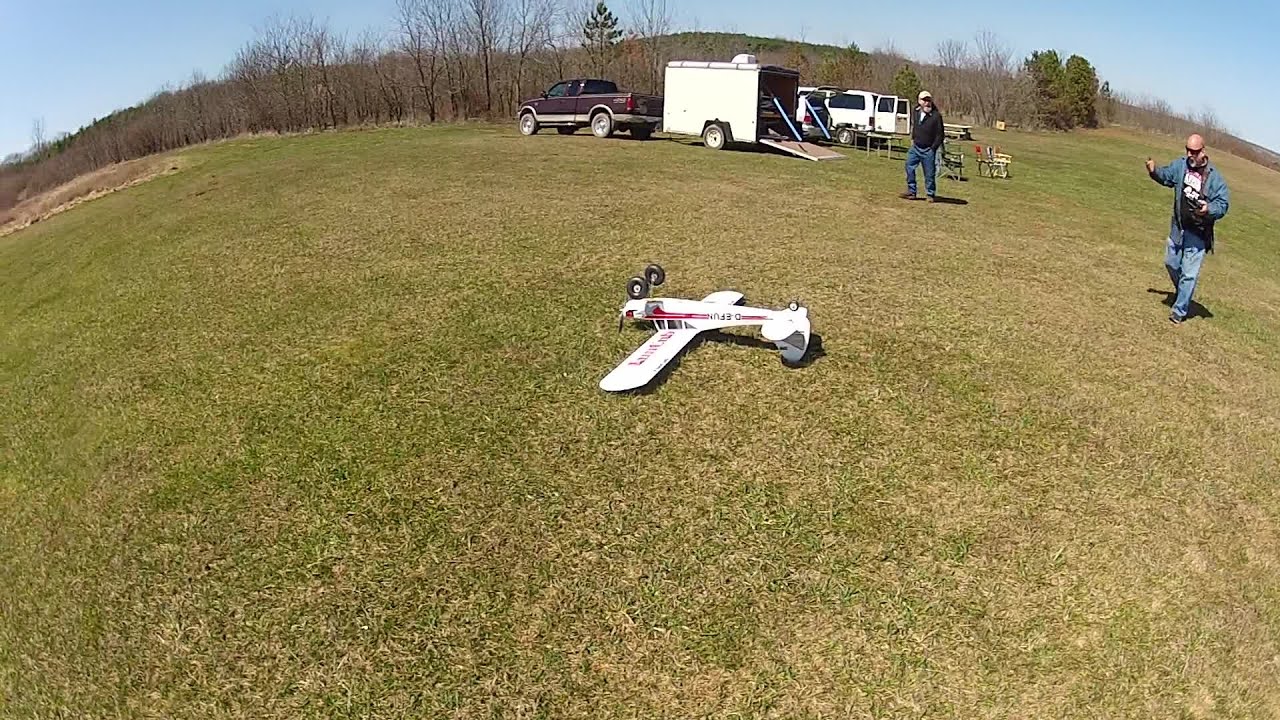 High Wind Fun Cub Fun RC Airplane CRASH FAILS Crazy Tim Pilot