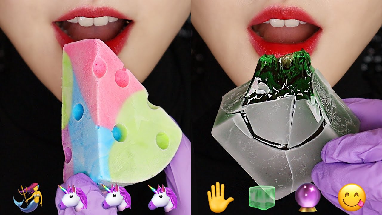 HONEY JELLY WAX CANDY ASMR UNICORN ICE CREAM MUKBANG EMOJI FOOD ASMR 🦄
