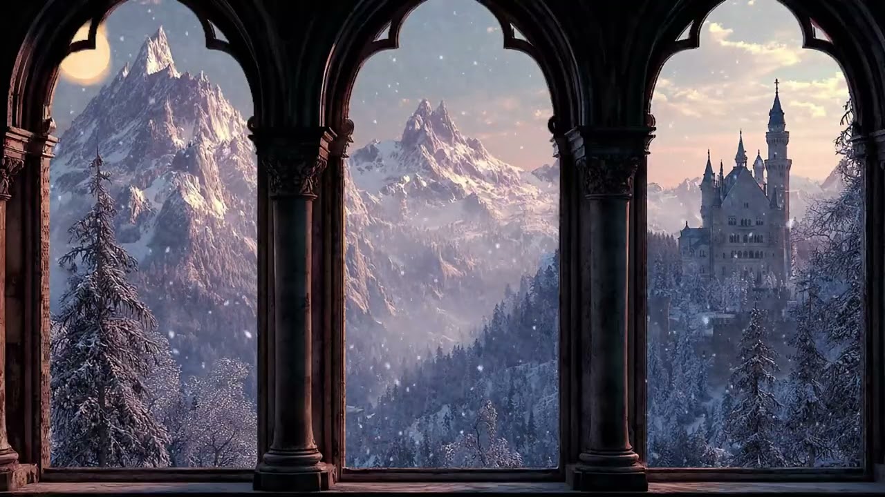 Insomnia Relief Piano ASMR Surrounded by Candlelight and Snowy Castle Balcony Ambience