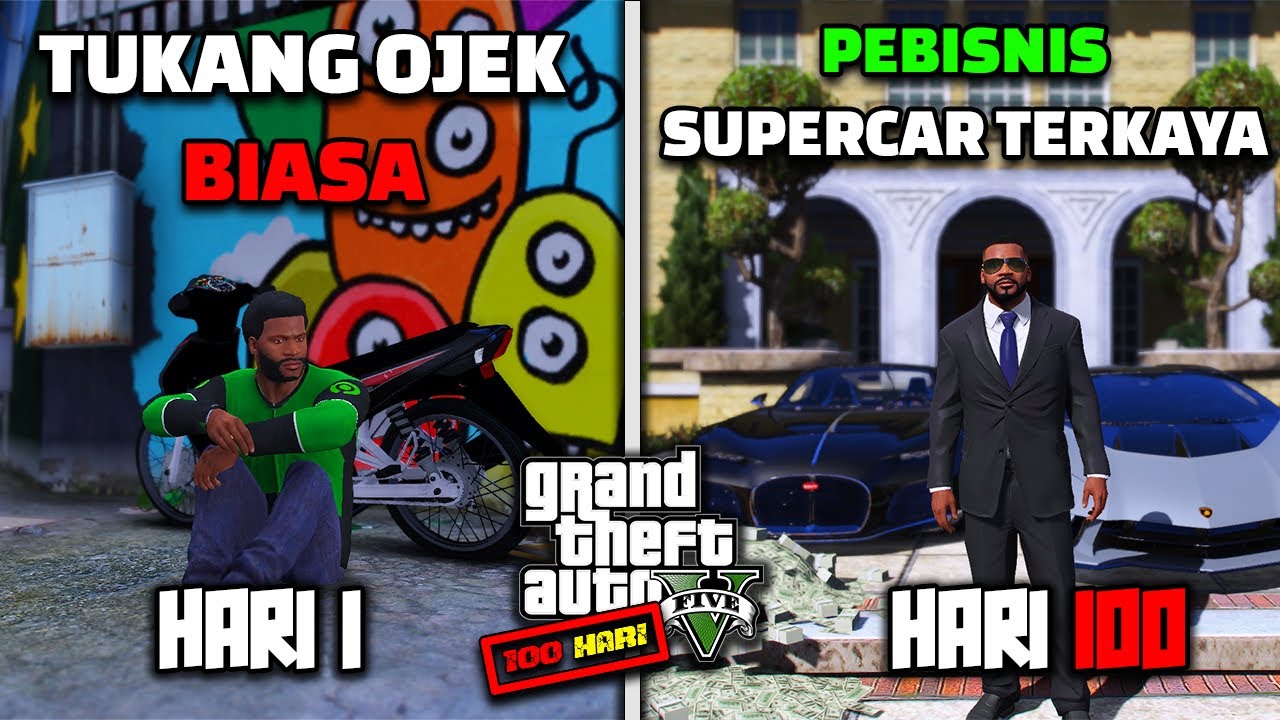 100 HARI DI GTA 5 DARI TUKANG OJEK SAMPAI JADI KOLEKTOR MOBIL KAYA RAYA
