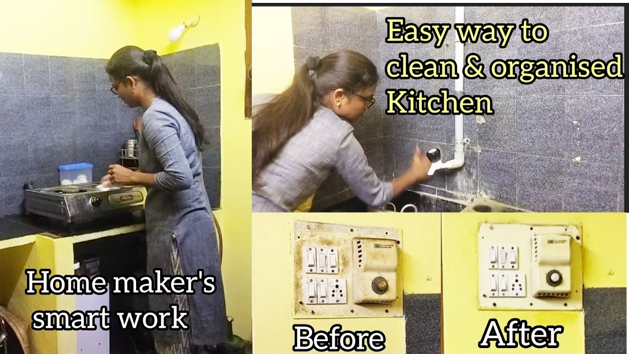 Easy way to clean & organised kitchen home maker 's smart work #smart work #kitchen cleaning