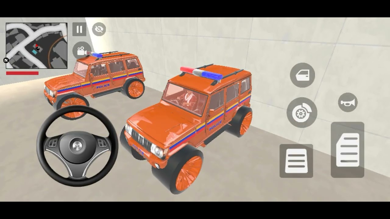 Franklin ka Orange Modified Police Car in garage 