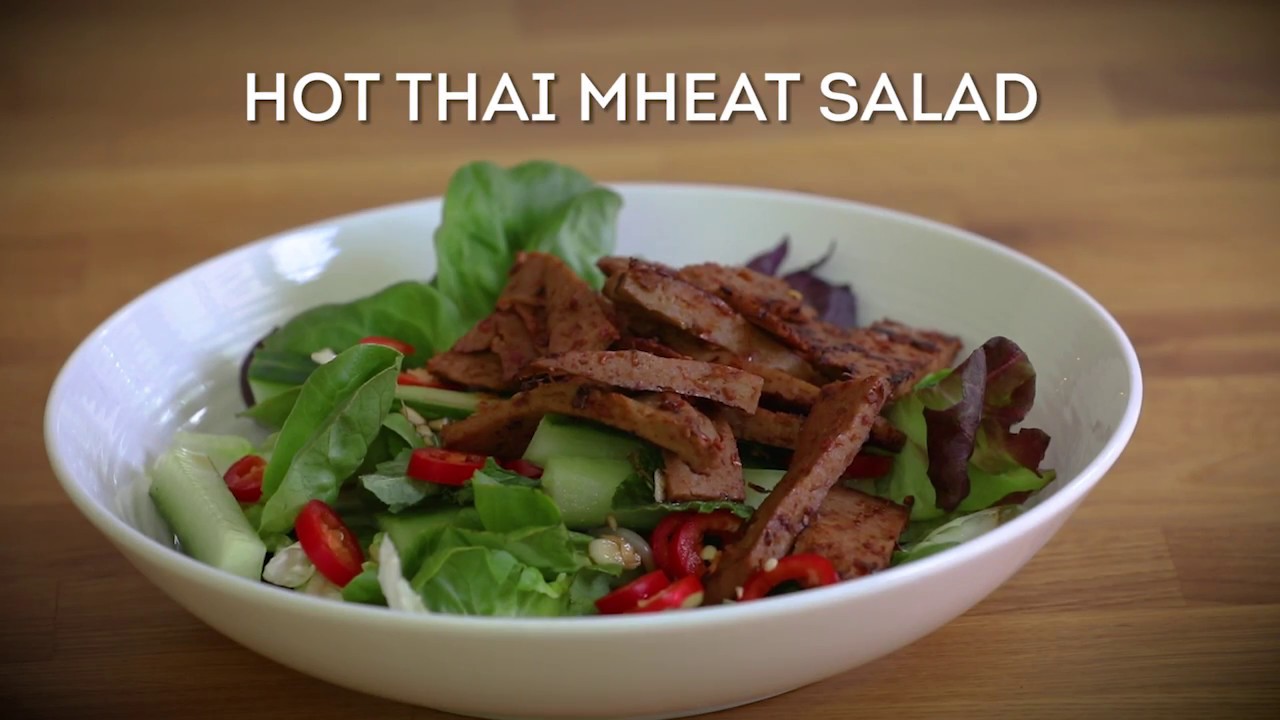 Vegan Hot Thai Meat Salad with Sgaia Foods Mheat Steak