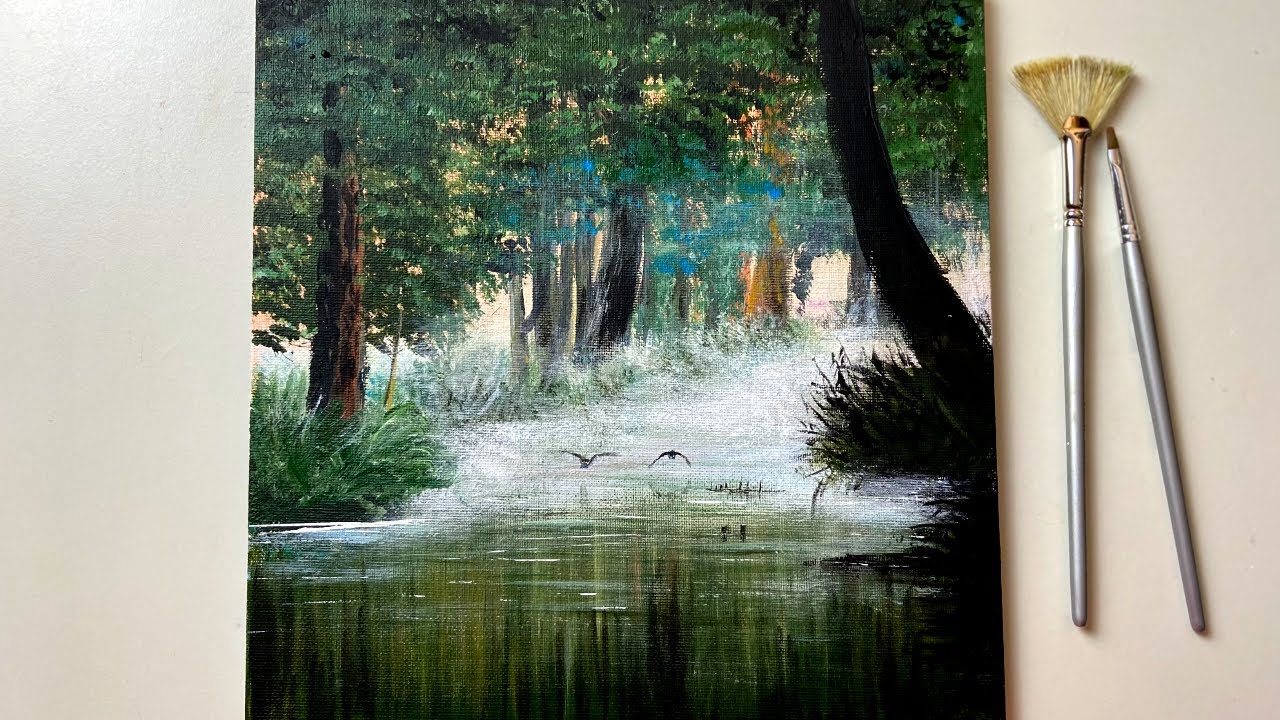 Forest Landscape Painting / Acrylic Panting for Beginners / Step by Step #93