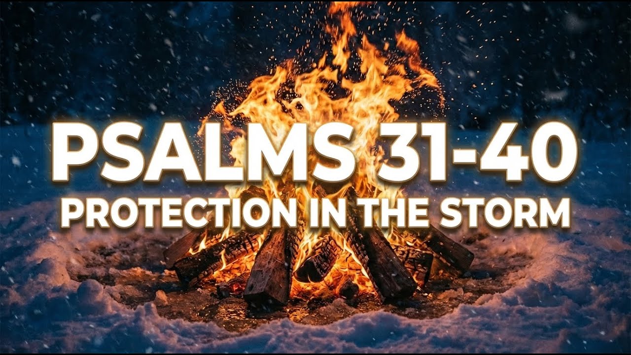 Psalms 31-40 for Deep Sleep | Psalm 34 & 37 (KJV) | Protection from Anxiety | Fireplace in Snow ❄️🔥