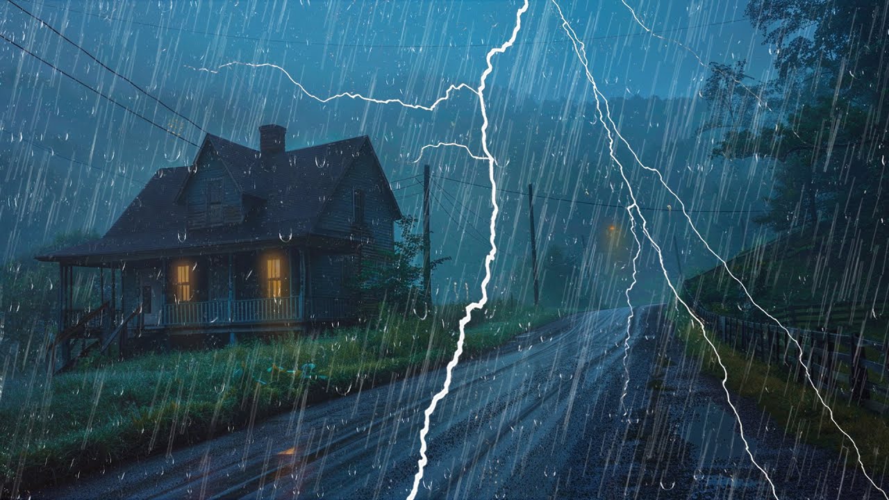 Reduce el Estrés y Vence el Insomnio con Sonidos Relajantes – Lluvia Fuerte con Truenos de Noche