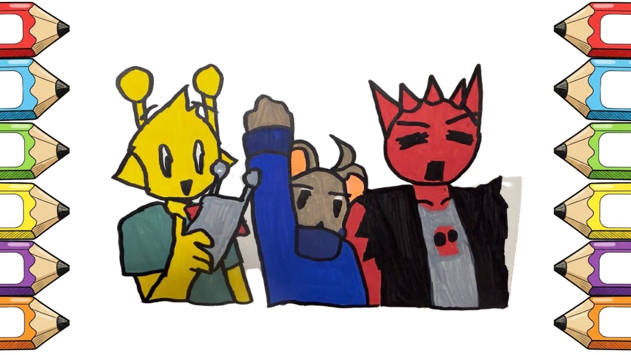 NEW SPRUNKI COLOURING PAGE Sprunki Incredibox Animation @artwithjane#oren #sky #simon