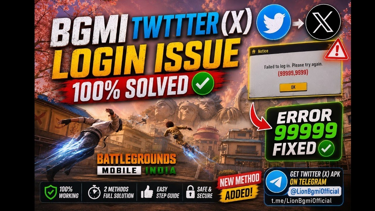 BGMI Twitter (X) Login Issue Solved 2026 ✅ | Error 9999,9999 Fix | 100% Working Method | X Login Fix