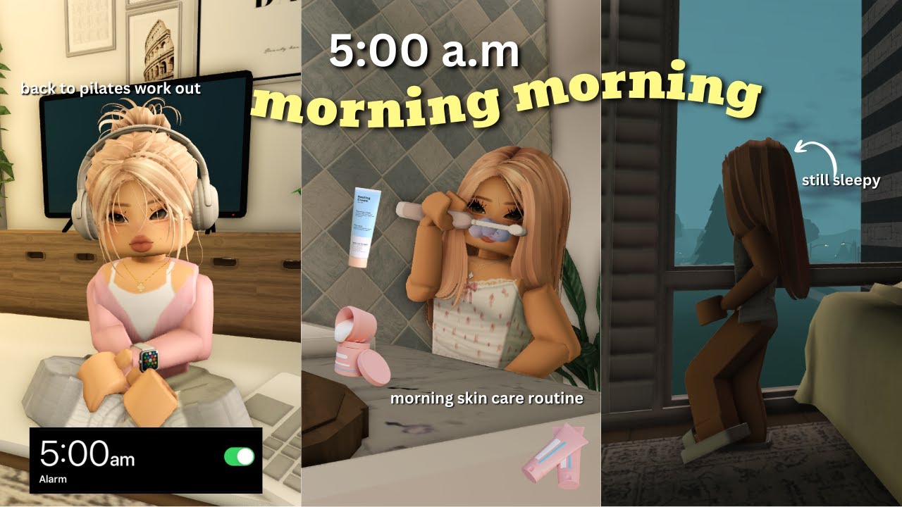 ۶ Productive 5am Routine┃Getting My life together┃Bloxburg  Voice RP🍒 ⋅ ˚ৎ