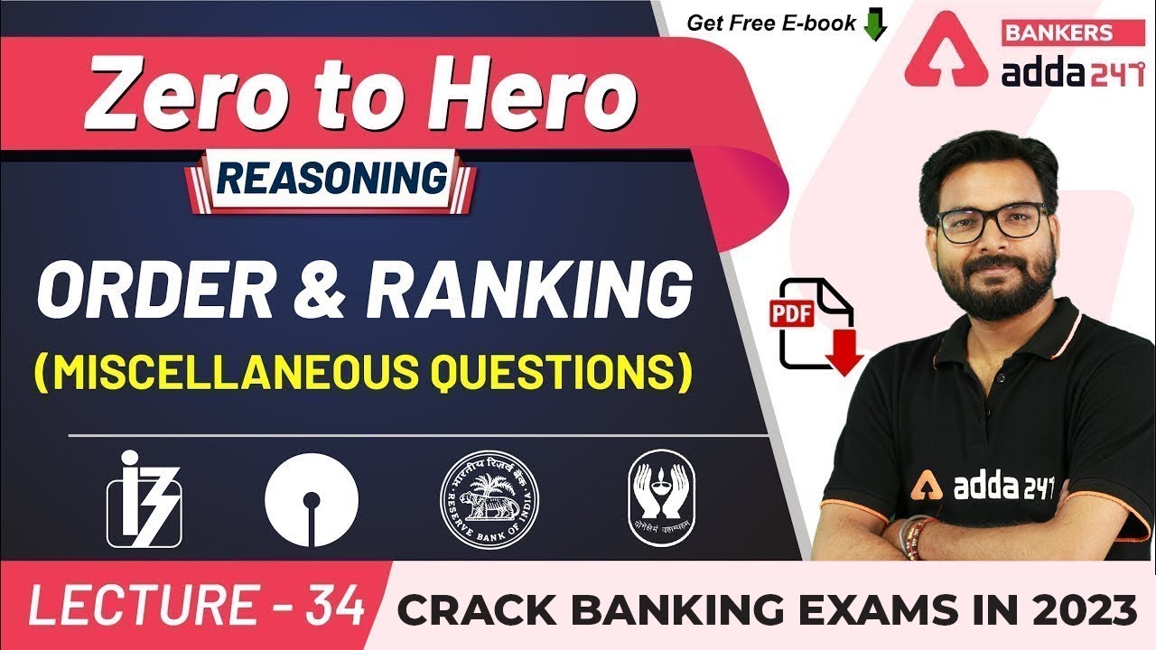 Order and Ranking Miscellaneous Questions (P-4) | Reasoning | Adda247 Banking Classes | Lec #33