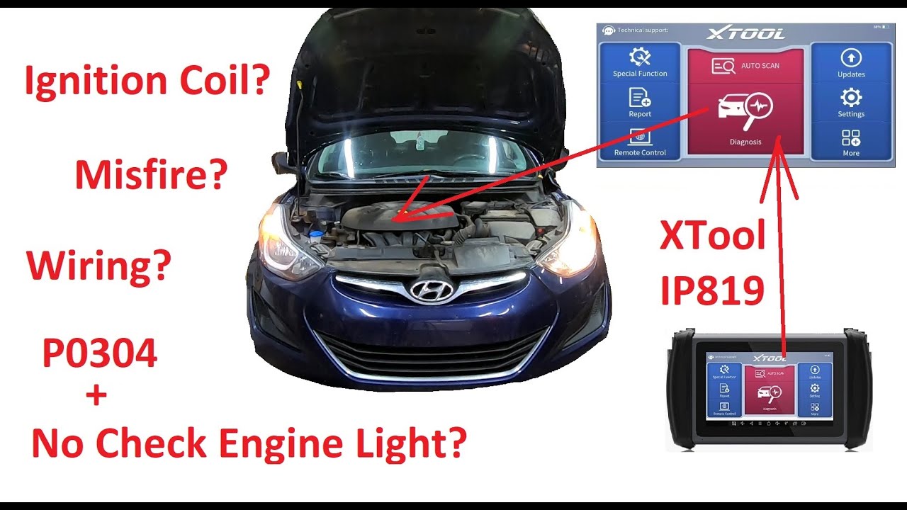 Диагностика и устранение кодов неисправностей DTC P0301&ndash;P0312 в Hyundai Elantra.