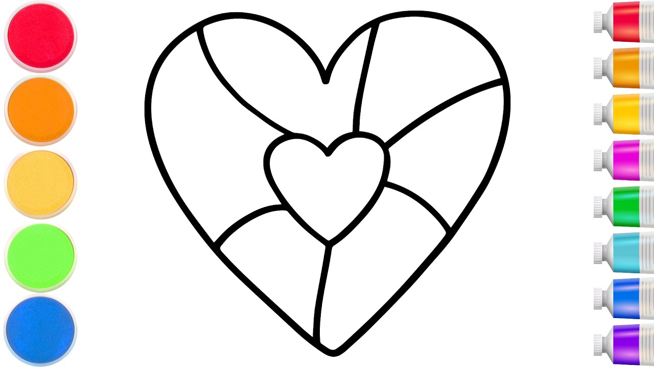 How to draw a rainbow heart | step by step