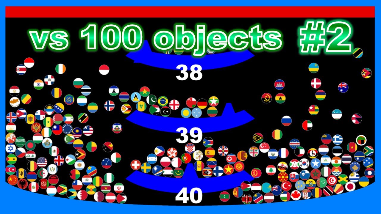 vs 100 objects #2 ~200 countries marble race #25~ in Algodoo | Marble Factory