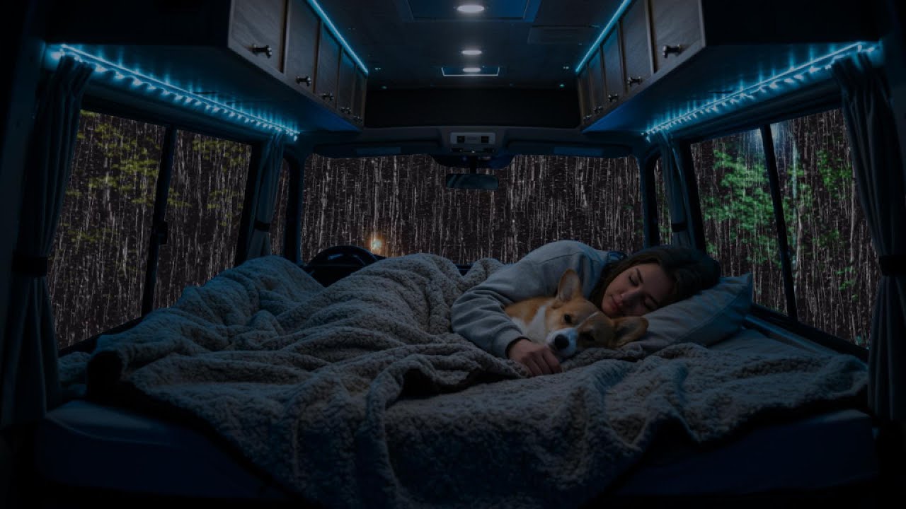 Relaxing Rain & Thunder on Cozy Car ⛈️ Deep Sleep Sounds for Anxiety Relief & Calm Night Ambience