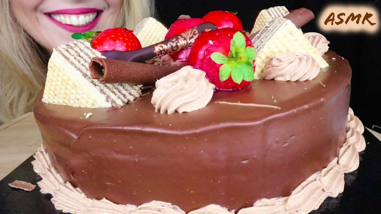ASMR: CHOCOLATE MOUSSE CAKE WITH TOPPINGS 🎂 | No Talking Mukbang | Real Eating Sounds