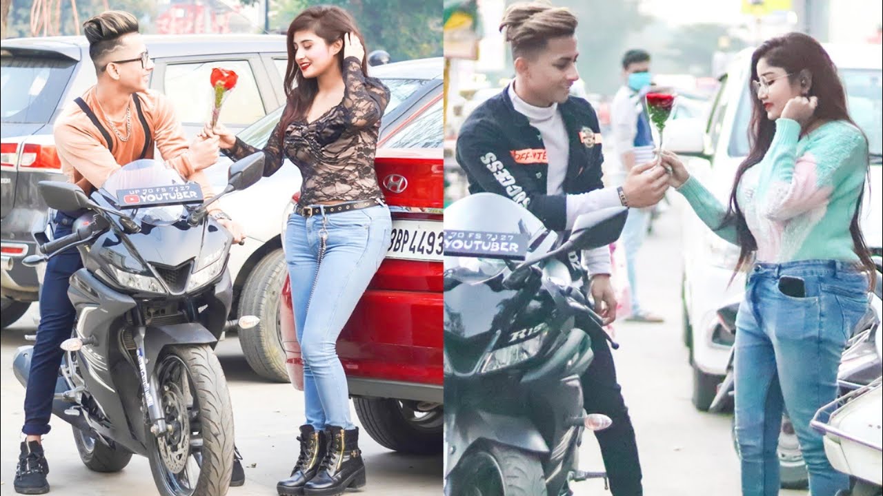 Giving 🥀Red Rose To Strangers On Bike || Classy Harsh