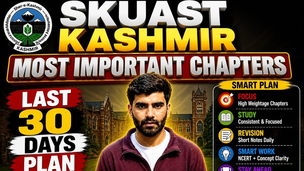 SKUAST Kashmir 2026 Most Important Chapters | SKUAST Kashmir Last date 