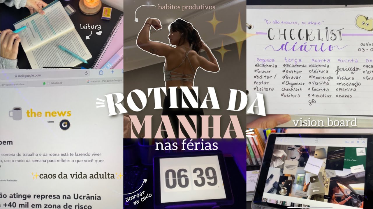 ROTINA DA MANHÃ nas férias ✨💪🏼 6AM, checklist, rotina produtiva