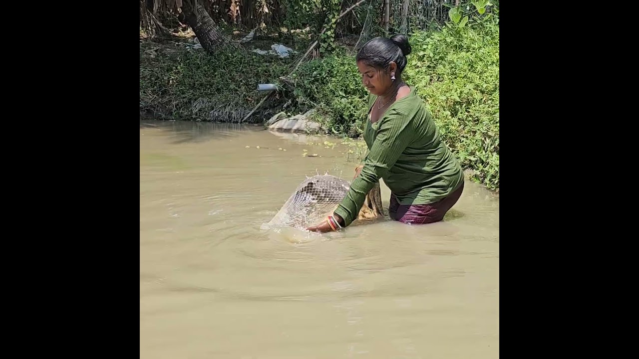 Amazing Village Women net fishing #shorts #fishing