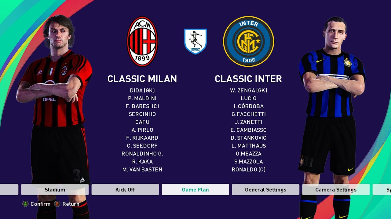 PES2021 gameplay classic AC Milan vs classic Inter Milan #pes2021#gameplay#efootball#footballpassion