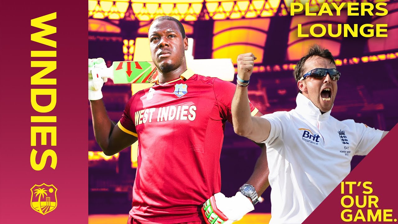 Graeme Swann in the Players Lounge with Carlos Brathwaite! | Windies