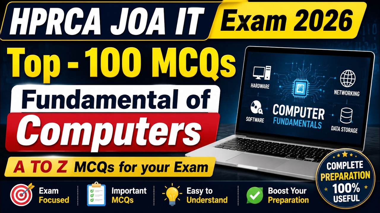 100 MCQs !! HP JOA IT Exam 2026 !! Fundamental of Computer !!