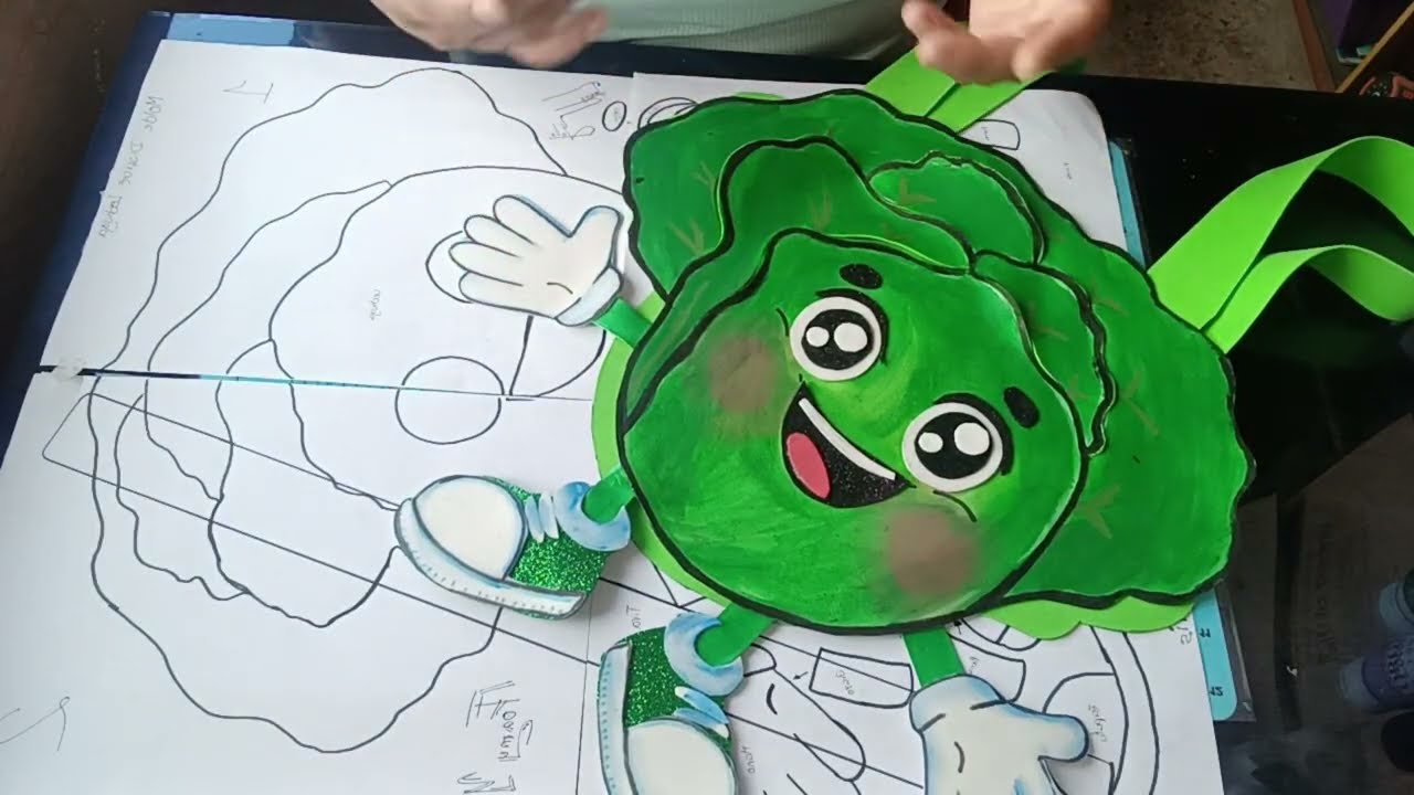 Explicación cómo armar los moldes del disfraz lechuga 
