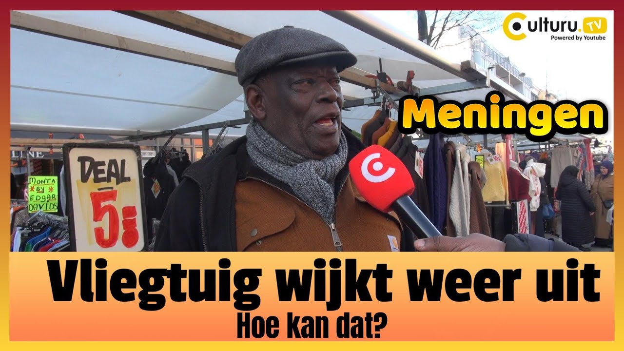 Surinamers Op de Dappermarkt. onderwijzers vragen hun geld, vliegtuig wijkt weer uit...