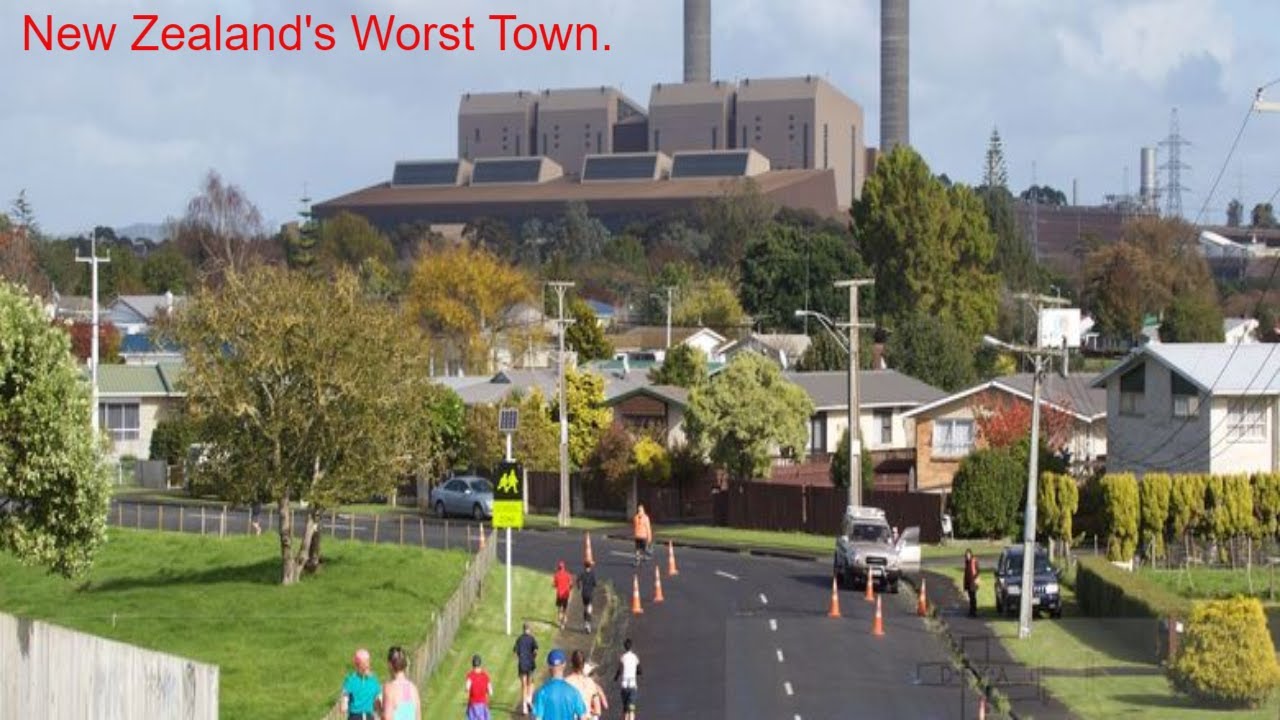 Drive Through Huntly Town Centre, the biggest coal burning power station in New Zealand.