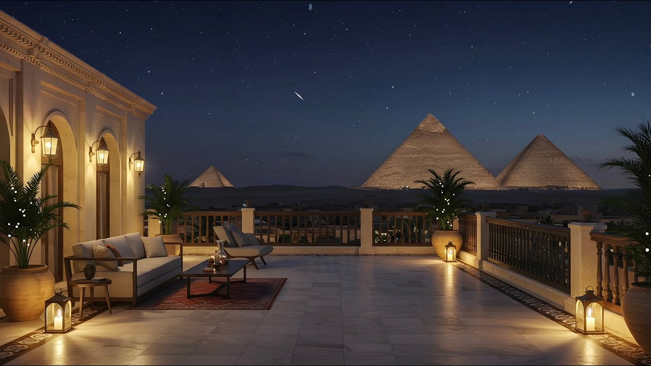 Уютный египетский весенний балкон для сна, сосредоточения, релаксации 😴🎧🍃 (звук ветра и сверчков)