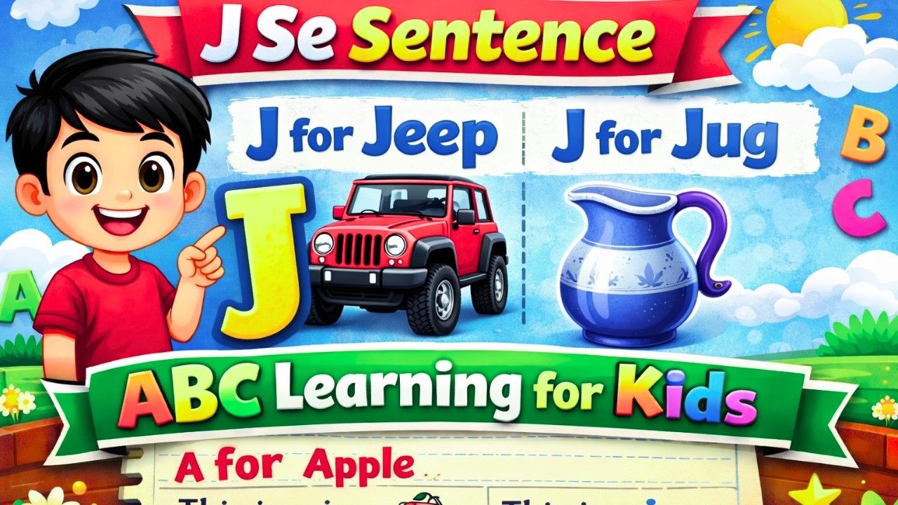 J Se Sentence | J For Jeep | J For Jug | English Alphabet Learning for Kids