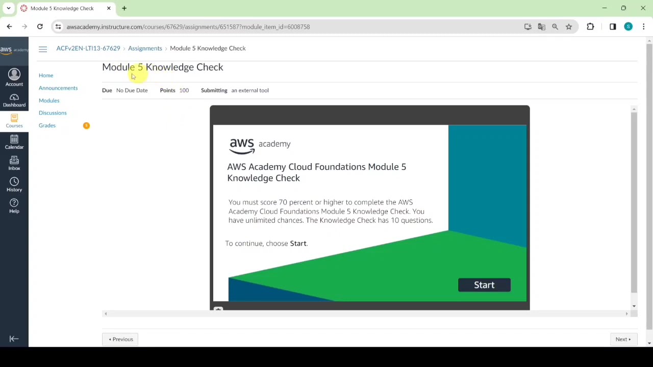 Module 5 Knowledge Check | Networking and Content Delivery | AWS Academy | AWS cloud foundations|AWS