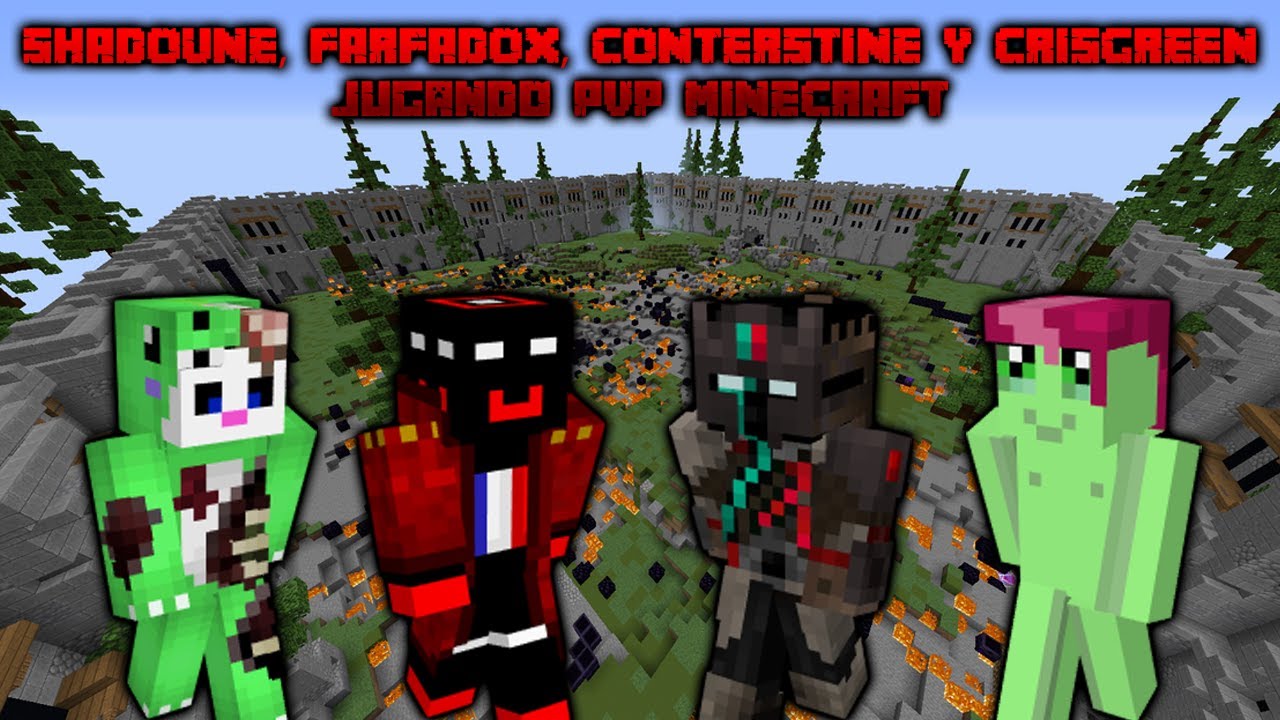 SHADOUNE, FARFADOX, CONTERSTINE y CRISGREEN jugando PVP MINECRAFT 😂🤯