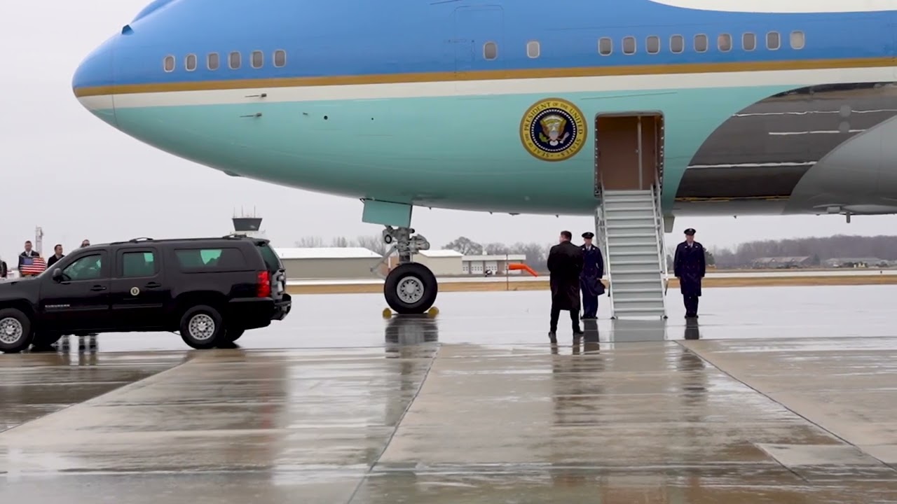 President Joe Biden lands at Michigan airport to visit Saginaw