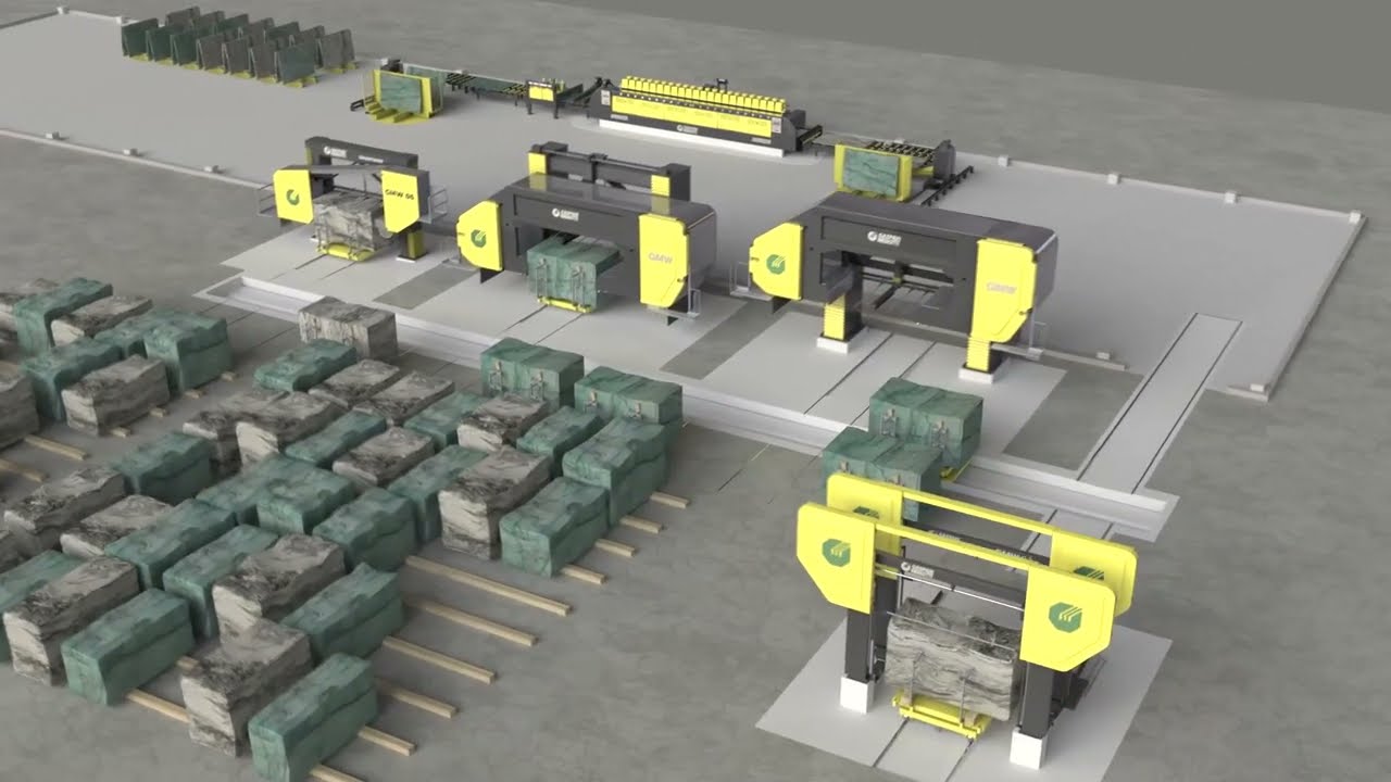 Animated layout of a granite processing plant