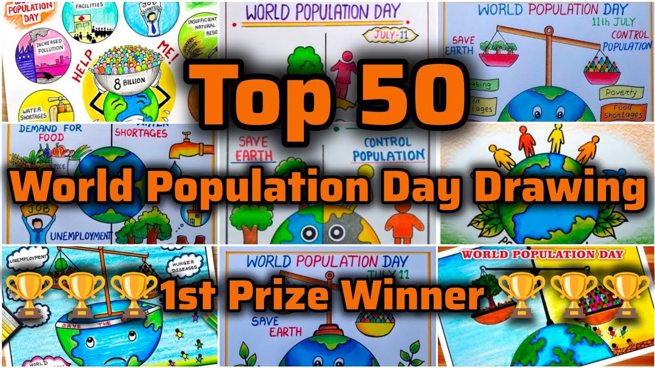 Top 50 Population Day Drawing ideas🏆🏆/Population Control Drawing/World Population day Best Drawing🏆🏆