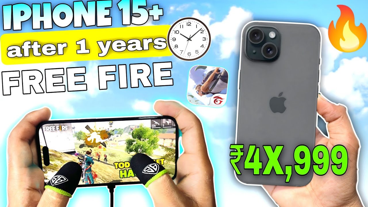 iPhone 15 plus 1 year gaming review with Handcam | iPhone 15 plus for free fire (after 1 year)