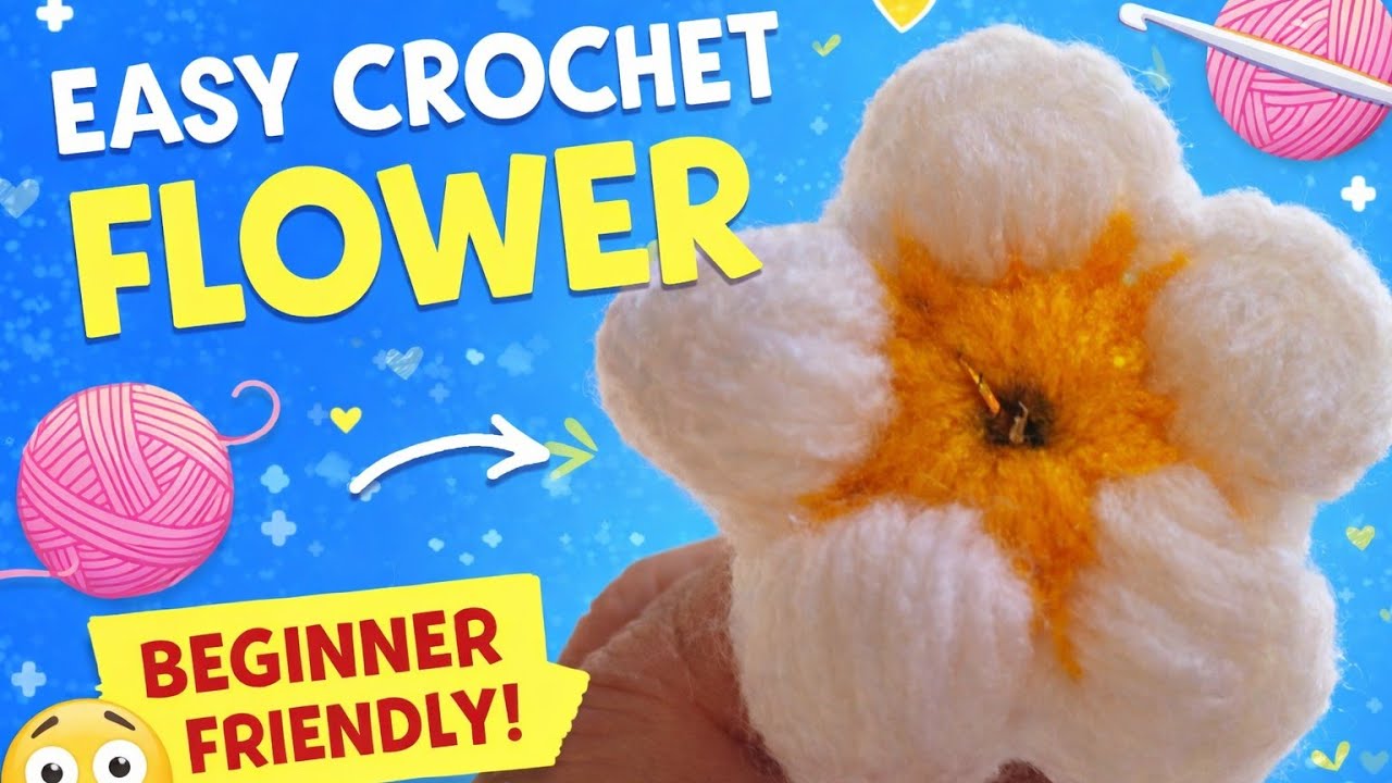 Easy Crochet Flower 🌼 | Beautiful Crochet Flower Tutorial for Beginners