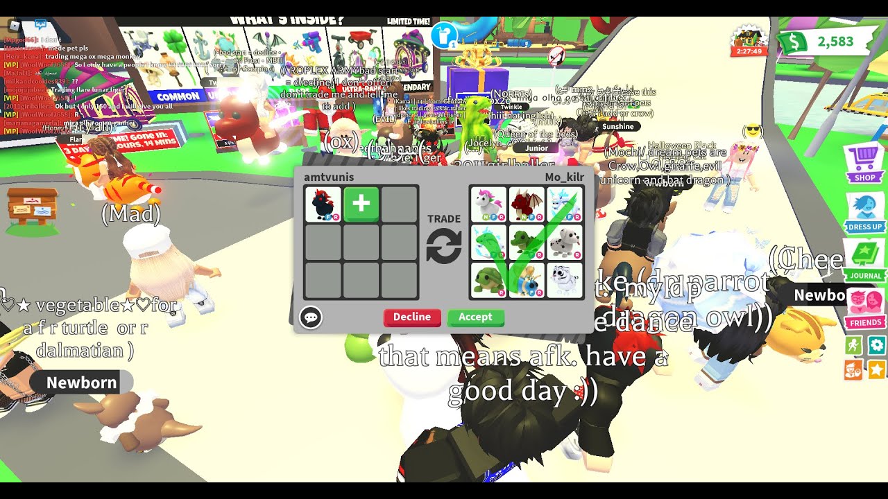 Trading an Evil Unicorn in Roblox Adopt Me - AdoptMeTradingValues com
