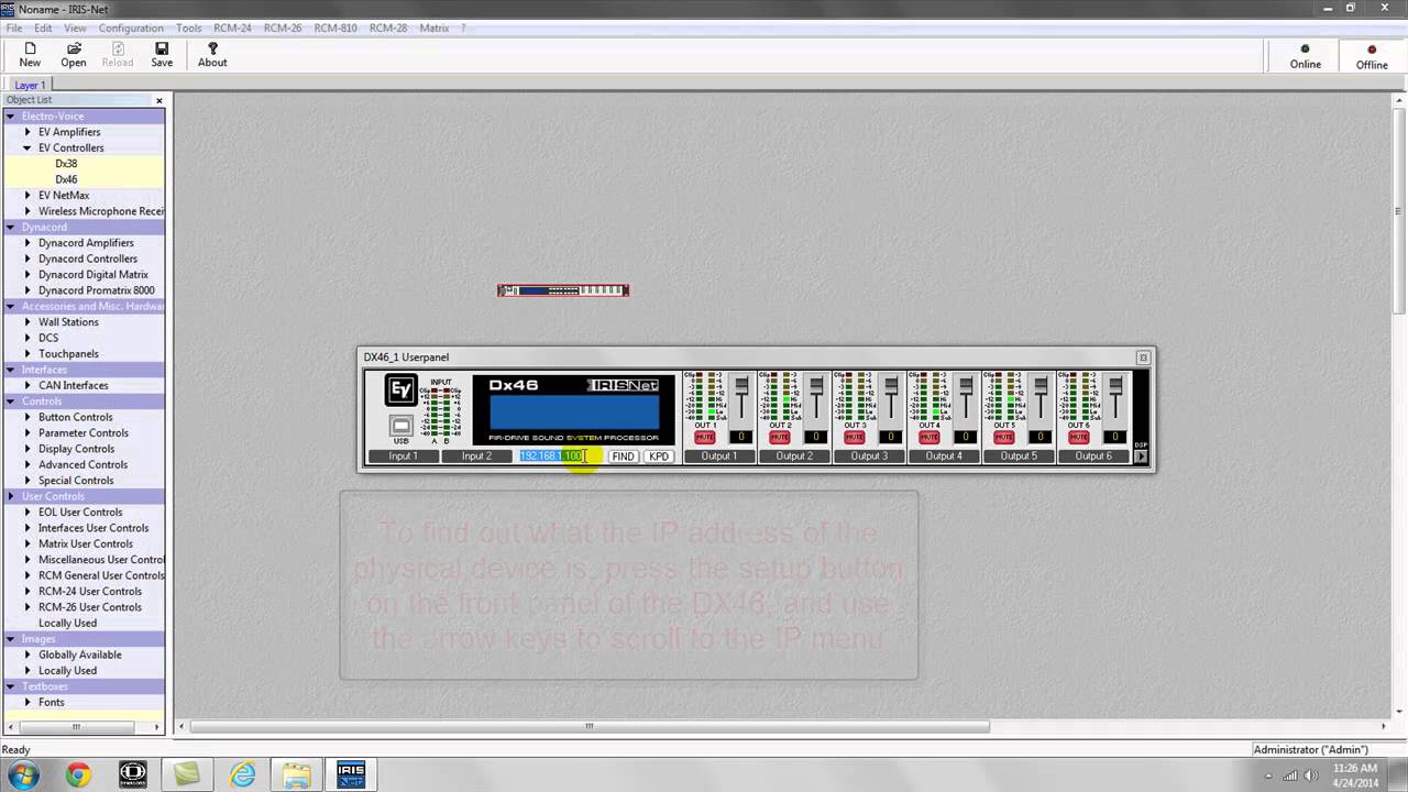 Connecting to a DX46 with Iris Net via USB